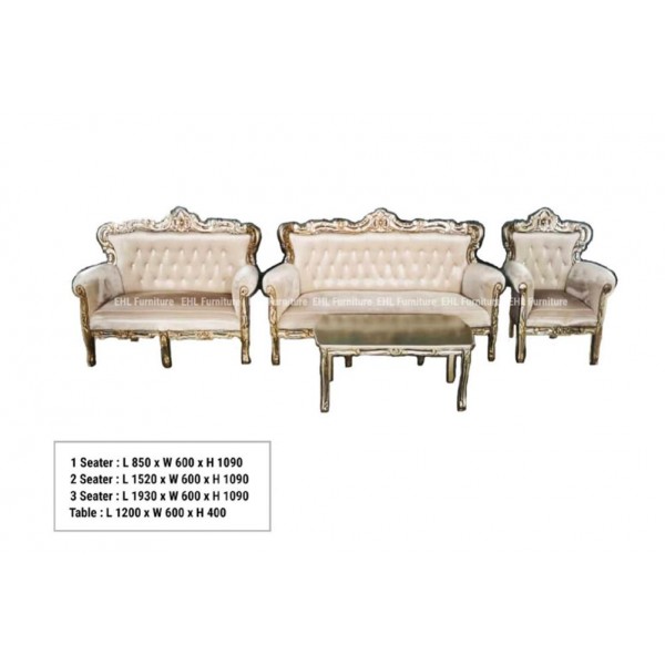 EHL EXPRESS JATI / TEAK WOOD WT43 Romatu Champagne 1+2+3 seater FREE 1 table FREE INSTALLATION