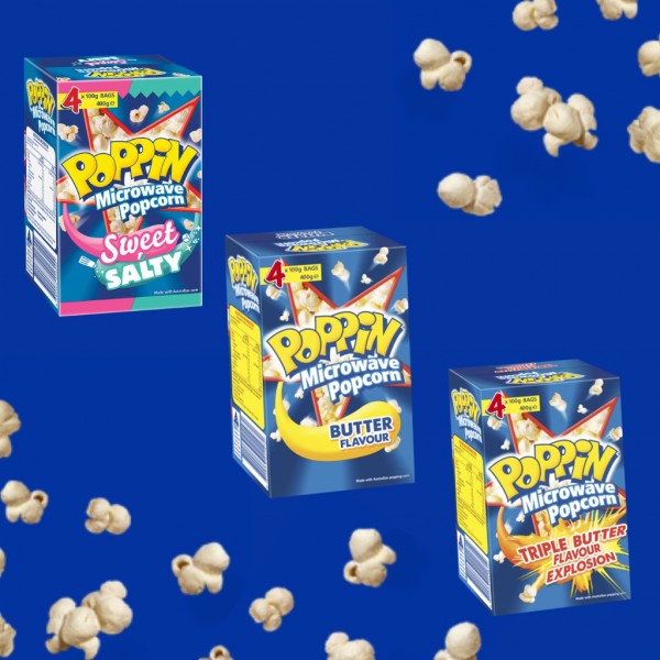 Poppin Microwave Popcorn Butter/ Triple Butter/ Sweet and Salty Flavour