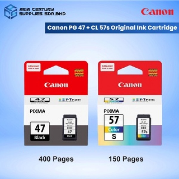 100 Original Canon PG 47 (15ML) / CL 57 (13ML) / CL 57s(8ML) Ink