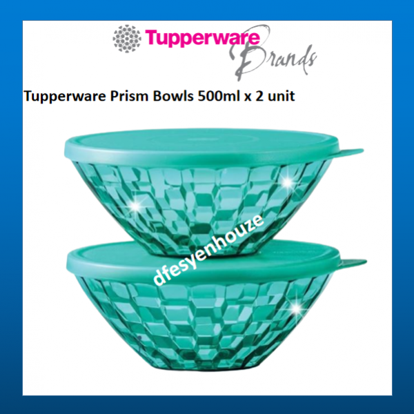 Tupperware Prism Bowls 500ml x 2 unit Turquoise PGMall