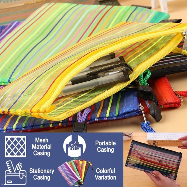 Aromate Rainbow Mesh Bag Pencil Stationary Casing PGMall