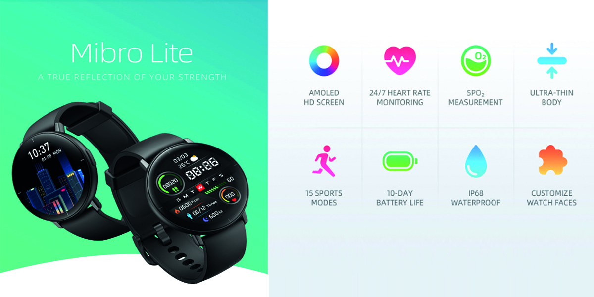 Mibro Lite Smartwatch | 1.28" AMOLED Display | IP68 Water Resistance ...